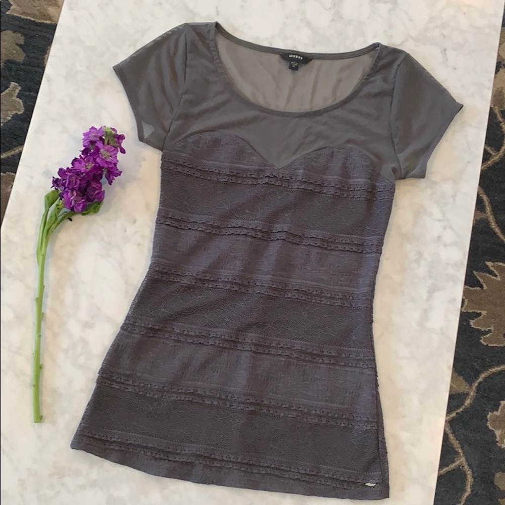 Guess sweetheart lace mesh top